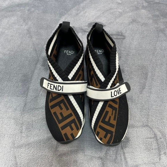 Fendi Knit black & brown sneakers size 39 (8 - 8.5) - Picture 3 of 5